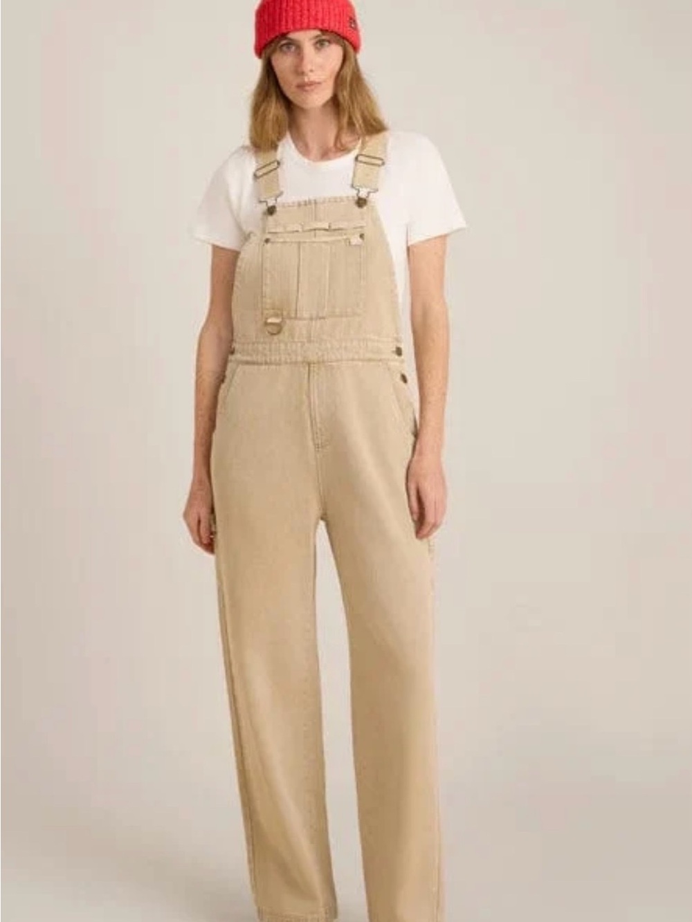 Roark Beige Canvas Utility Overalls